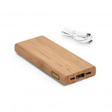 Carregador Portátil Power Bank 5.000Mah De Bambu Personalizado