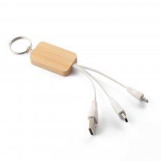 Chaveiro De Capa De Bambu Com Cabo Para Carregamento Usb Personalizado